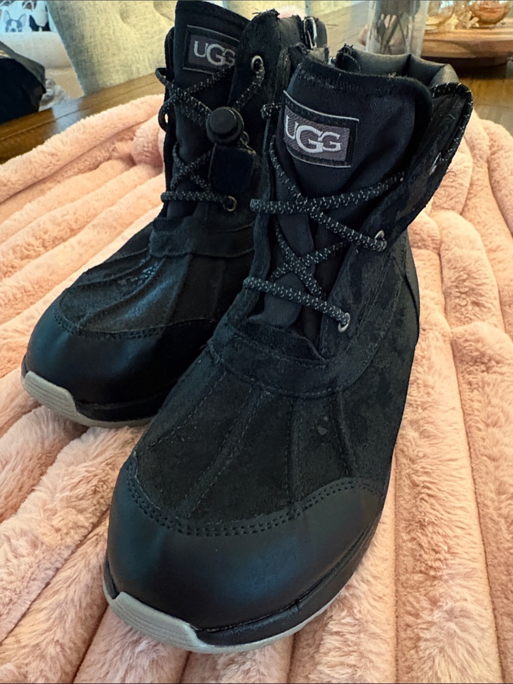 UGG Black Lace-Up Winter Rain Boots